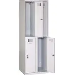 Malow Svařovaná šatní skříň Charles odlehčená, 4 oddíly, cylindrický zámek, šedá/šedá