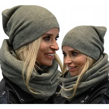 Čepice Fashionweek Dámský zimní set čepice a šála ZIZI-K6 Barva: Khaki, Velikost: Universal