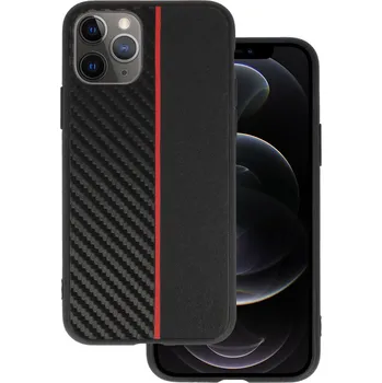 Pouzdro na mobilní telefon Kryt Tel Protect CARBON pro iPhone 11 Pro černý s červeným pruhem
