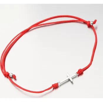 Náramek Náramek stříbro 925 provázkový s křížkem BST-14713-R délka 26 cm