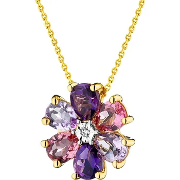 Náhrdelník Zlatý náhrdelník s diamantem, ametysty a turmalíny - ryzost 585 - 220.558