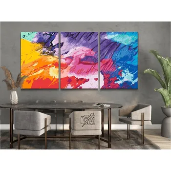 Malování podle čísel - Barevná textura 1 (sada 3ks) Velikost: 3ks 40x60cm, Rámování: Pouze srolované plátno