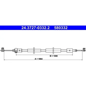 Brzdový systém Tažné lanko, parkovací brzda ATE 24.3727-0332.2