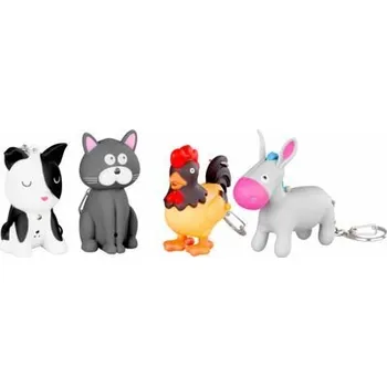 Svítilna Strend Pro kľúčenka, prívesok so zvukom, mačka/pes/kohút/osol, LED 5 lm