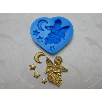Vánoční dekorace Andílek s měsíčkem - silikonová forma