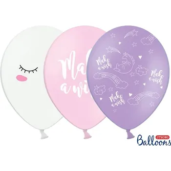 PartyDeco balónky bílé, růžové a fialové Unicorn mix (6 ks)