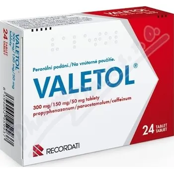 Lék na bolest, zánět a horečku Valetol 300mg/150mg/50mg tbl.nob.24
