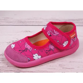 Dívčí bačkory Bačkůrky botičky MILAMI 227-2flamingo růžové s plameňáky lehké flexibilní velikost: 26