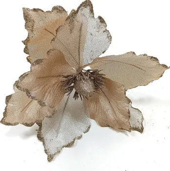 umělá květina Květ magnolie glitter - champagne/zlatý - 16 cm