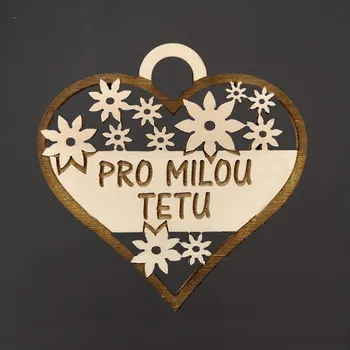 AMADEA Dřevěné srdce s textem "pro milou tetu", 7 cm, český výrobek