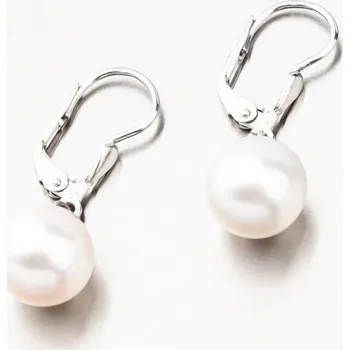 Náušnice Dámské náušnice bílé zlato 585 perly visací s bílá 52GZ-3019-B-KL