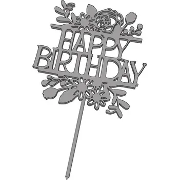 Happy Birthday č.1 - plastový zápich - Tmavě zlatá