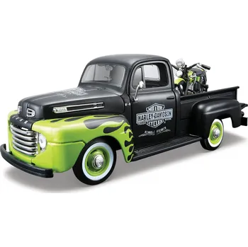 Hračka Maisto - Harley-Davidson Custom, 1948 Ford F-1 Pickup + 1948 FL Panhead, 1:24