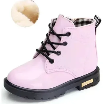 Dětská treková obuv Čína Moderní dětské kotníkové boty se zipem a tkaničkami - zateplené Barva: A488 - Růžový fleece, Velikost EUR: 28