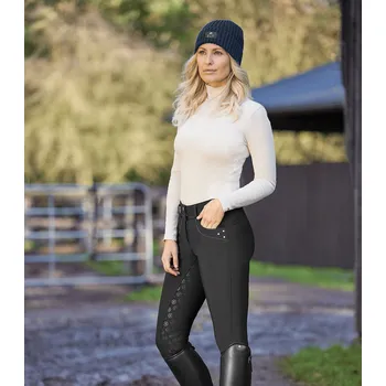 Jezdecké kalhoty Zimní dámské rajtky Waldhausen Claire s gripem, černé Barva: Černá, Velikost: 42