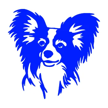 Polep vozidla Pes 190 levá Papillon (19 - modrá dynamic) SAMOLEPKA NA AUTO, NÁLEPKA, FÓLIE, POLEP, TUNING, VLASTNÍ TEXT, TISK, AUTOSAMOLEPKY.cz, POLEPY, OBRÁZEK, LOGO, 3D STICKERS