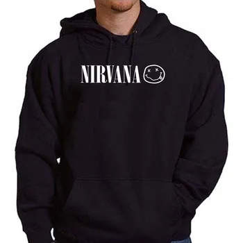 Pánská mikina mikina s kapucí NIRVANA - Smiley Face Černá XL