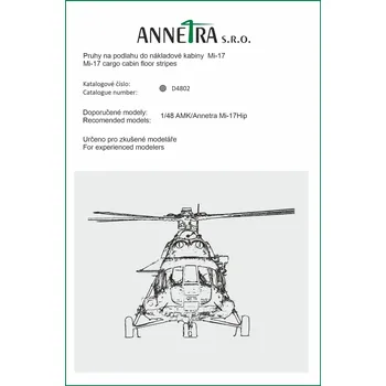 Plastikový model Annetra 1/48 Mi 17Hip (AMK/Annetra)- značení podlahy nákladního prostoru vrtulníku