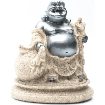 Milujeme Kameny Buddha bohatství - soška Feng shui - písková-stříbrná 102560