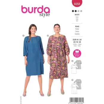 Burda Střih 6058 šaty pro plnoštíhlé