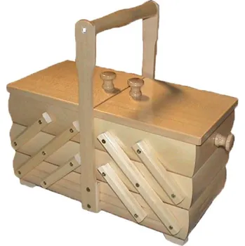 Úložný box Dřevěná krabice na šicí potřeby - světlé dřevo - rozměry 29 cm x 17 cm x 26 cm