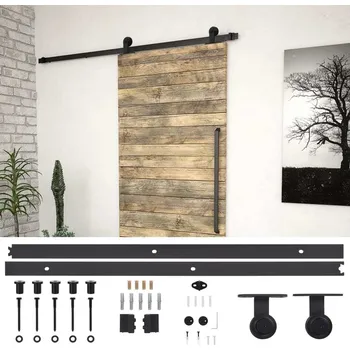 Tesařské kování vidaXL Sada příslušenství pro posuvné dveře SKIEN 183 cm ocelová [151705] Barva: Černá