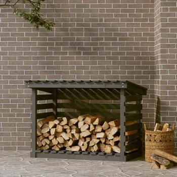 vidaXL Stojan na dřevo 108x73x79 cm masivní borovice [822227] Barva: Šedá