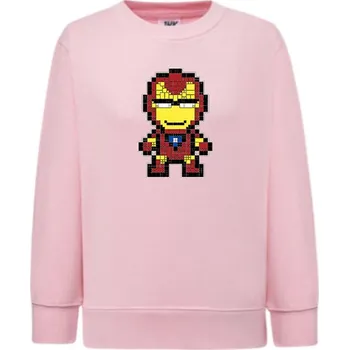 Chlapecká mikina detska_klasicka_levna_mikina_pixel_Iron_Man Barva: Pink - růžová, Dětská bavlněná trička JHK: XS
