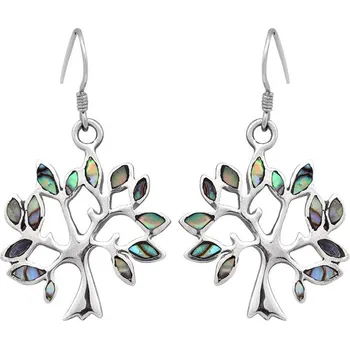 Náušnice Stříbrné náušnice s perletí paua Ag 6,4 g strom života