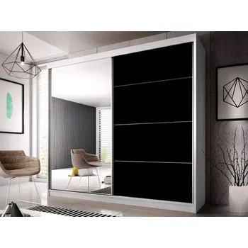 Ložnicová sestava Murphy 31 180 cm bílá / černý pololesk