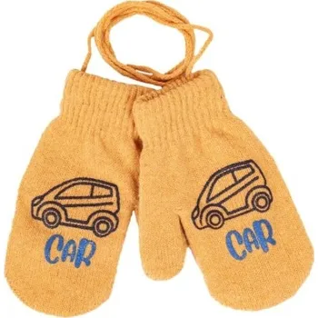 Rukavice Rukavičky dětské zimní s palečkem dvouvrstvé - OBRÁZEK hořčicové - vel. 1-2roky