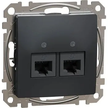 vypínač a zásuvka SCHNEIDER SDD114462 SEDNA Datová zásuvka 2xRJ45 kat. 6 UTP, antracit (Schneider SDD114462)