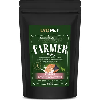Krmivo pro psa YOPET Farmer Puppy Starter Losos s kolostrem 400 g