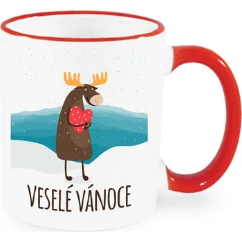 Vánoční hrnek - Veselé Vánoce se sobem Barva: Červená