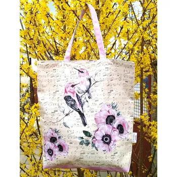 Nákupní taška PTÁČCI A NOTY S KVĚTY