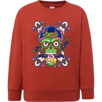 Chlapecká mikina detska_klasicka_levna_mikina_skull_skate Barva: Red - červená, Dětská bavlněná trička JHK: XL