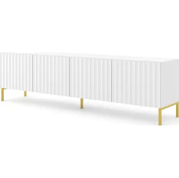 Televizní stolek ARTBm Tv stolek WAVE 200 | 4D Provedení: Bílý mat / zlaté nohy