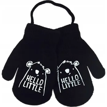 Rukavice Dětské rukavičky s palečkem pletené slabší - HELLO LITTLE černé - vel.1-2roky