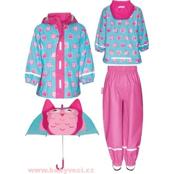Pláštěnka Playshoes komplet 3 dílný sovička bunda, kalhoty, 3d deštník