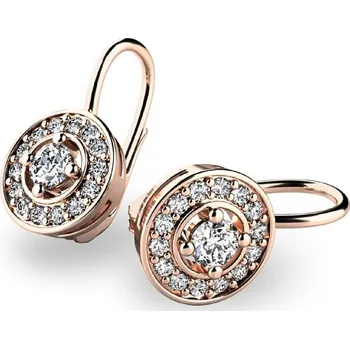 Náušnice Dámské náušnice růžové zlato 585/1000 zirkon 10920-CV-ZIR