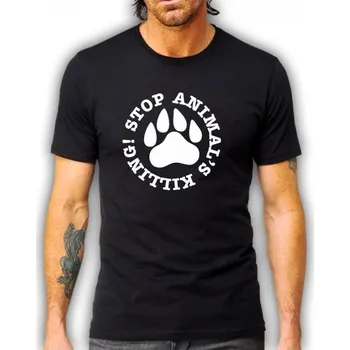 Pánské tričko pánské tričko STOP ANIMALS XL Bílá