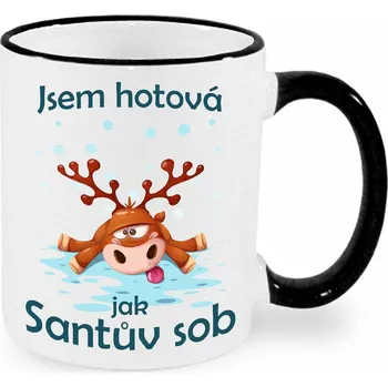 Vánoční hrnek - Jsem hotová jak Santův sob Barva: Černá