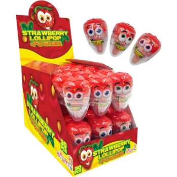 Bonbon Jahodové lízátko 7 g & práskací prášek - balení 30 ks (Lízátko s jahodovou příchutí)