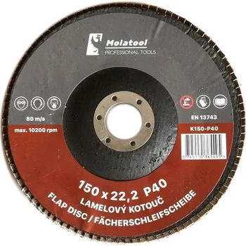 Příslušenství k brusce Lamelový brusný kotouč Molatool Korund 150 mm P40