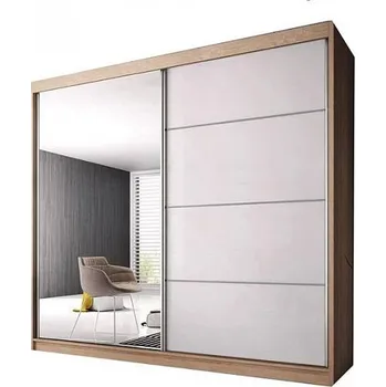 Ložnicová sestava Murphy 35 200 cm dub sonoma/ bílý pololesk/zrcadlo