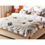Přikrývka vícebarevná 130 x 180 cm ručně vyšívaná přehoz na postel se střapci boho styl Beliani