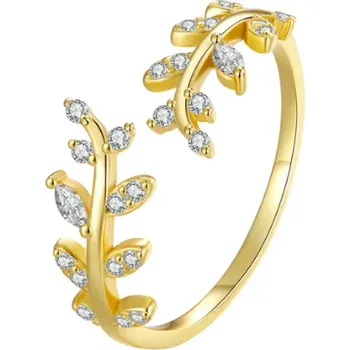 Prsten For Silver Prsten Zlatá větvička se zirkony - Stříbro 925