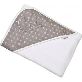 Osuška dětská froté s kapucí - MINI STARS bílá se šedou - 100x100cm