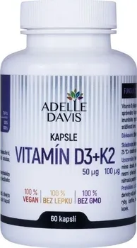 Adelle Davis Vitamín D3 50 mcg + K2 100 mcg 60 cps.