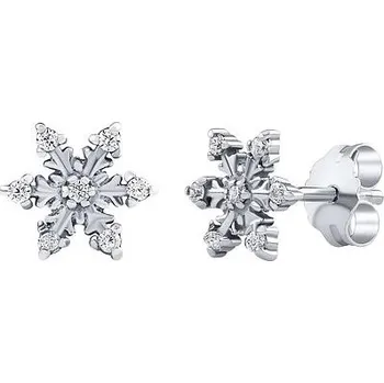 Náušnice Stříbrné náušnice pecky sněhové vločky s čirými Brilliance Zirconia ZT1906100EW